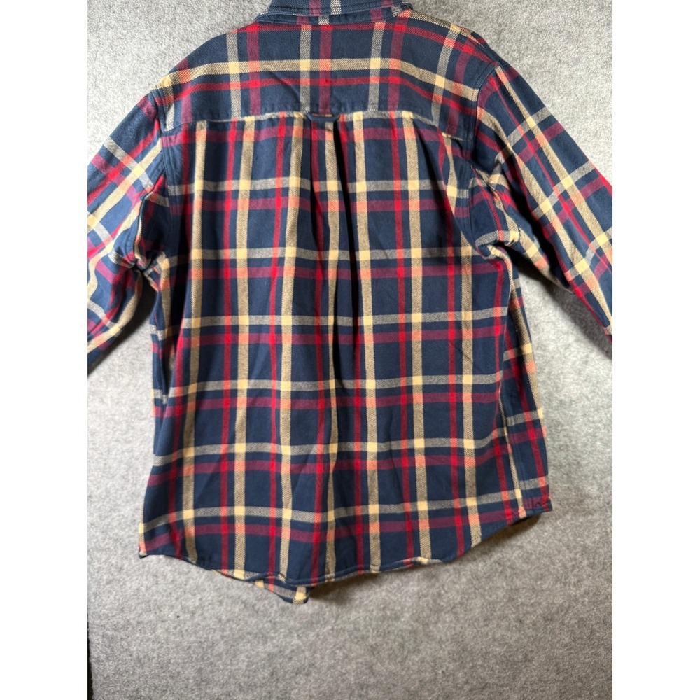 Lincoln Outfitters Mens Plaid Flannel Button Down Shirt Navy Blue Red Tan XL - Picture 6 of 10
